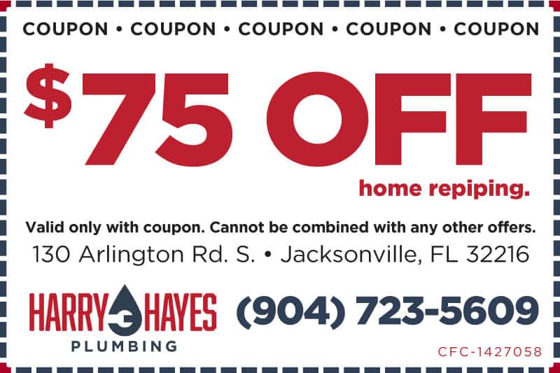 Home Repiping Coupon Discount Plumber in Jacksonville FL