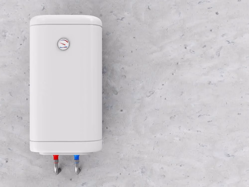Tankless water heater mounted on a wall